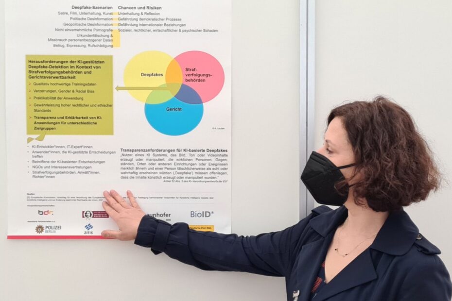 Anna Louban bei der Poster-Präsentation des Projekts FAKE-ID auf dem BMBF-Sicherheitsforum 2022